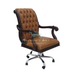 Sillón Modelo Rowan Ejecutivo en Piel Cogñac